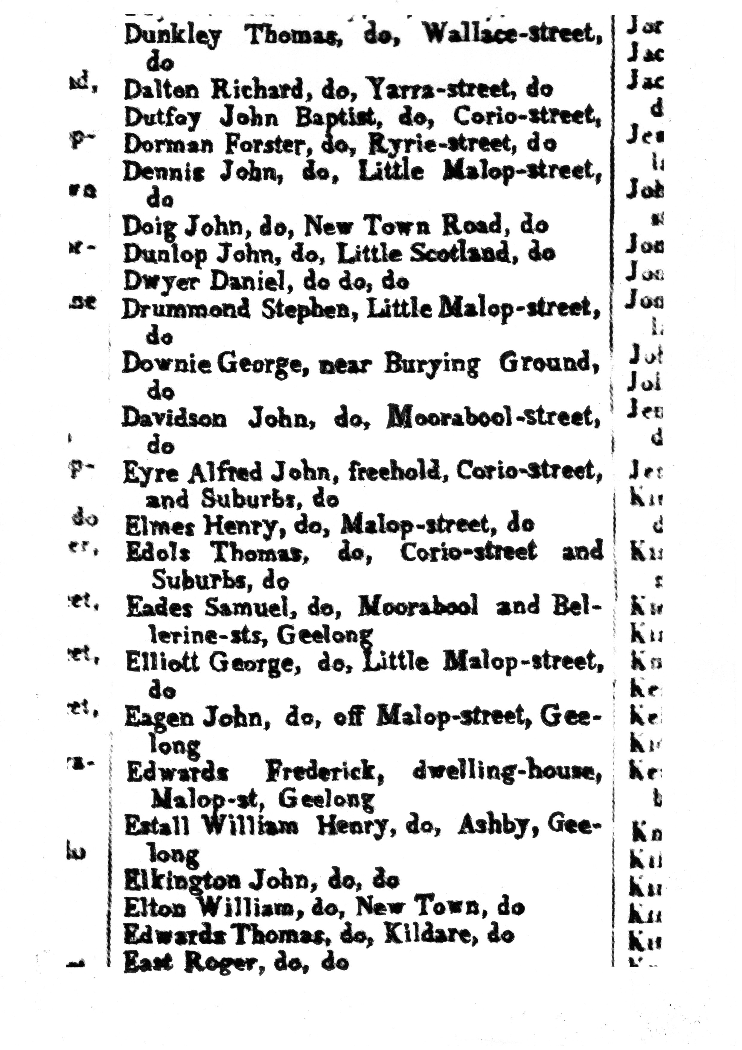 [1850 Electoral Roll of Geelong]